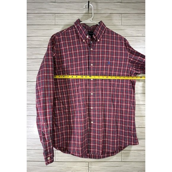Ralph Lauren Shirt Mens Sz Lg Red Nvy White Checked Long  Sleeve Button Down - Picture 6 of 8